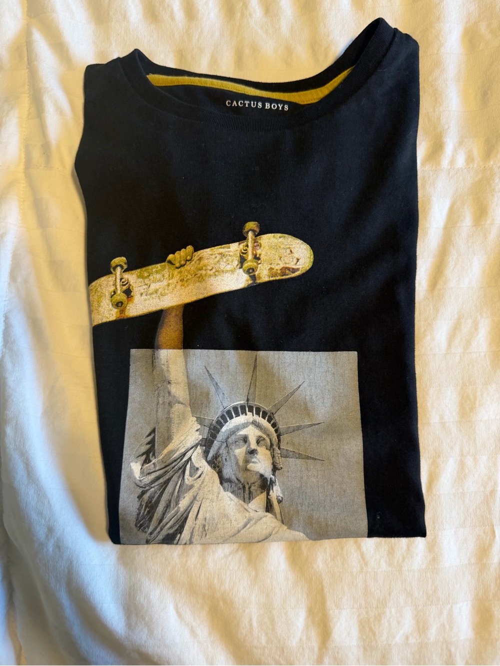 Cactus Black Short-Sleeve Tee with Yellow Skateboard Graphic
